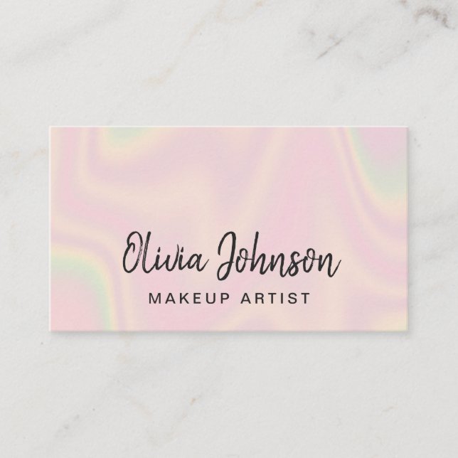 Chic Pink Holographic Makeup Artist Business Card Visitenkarte (Vorderseite)