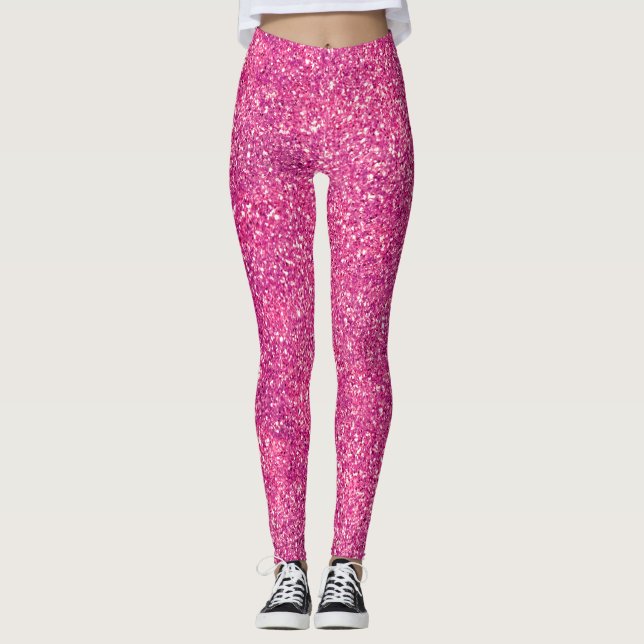 Chic Pink Imitate Glitzer Glitzern Girly Glam Leggings (Vorderseite)