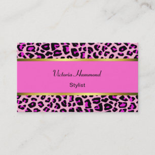 Chic Pink Jaguar Print Business Card Visitenkarte