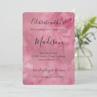 Chic Pink Lace Einladung