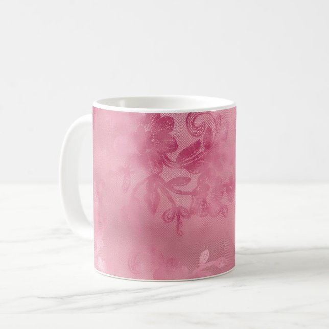 Chic Pink Lace Kaffeetasse (Vorderseite Links)