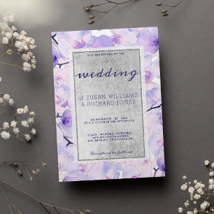 Chic pink lavender silber orchid floral Wedding Einladung