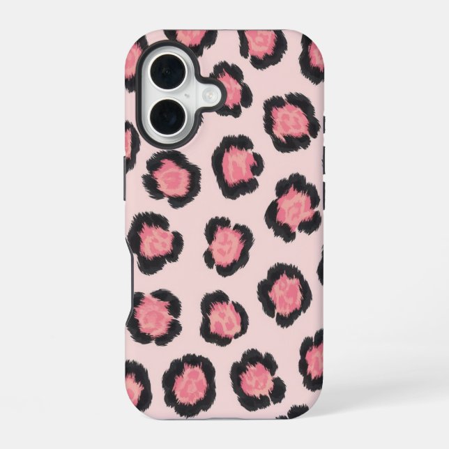 Chic Pink Leopard Print  iPhone 16 Hülle (Rückseite)