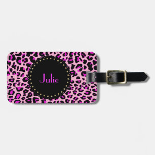 Chic Pink Leopard Print Luggage Tag Gepäckanhänger