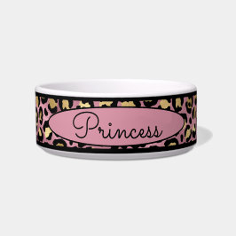 Chic Pink Leopard Skin Pattern Pet Napf