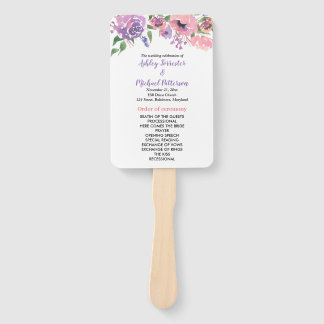 Chic Pink Lila Florals Hochzeitsprogramm Fächer