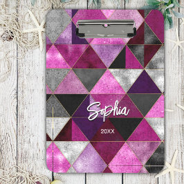 Chic pink lila grau geometrisch klemmbrett