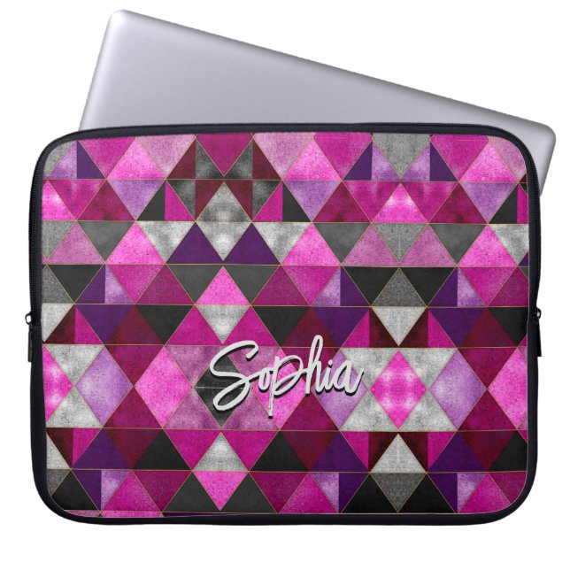 Chic pink lila grau geometrisch laptopschutzhülle (Vorderseite)