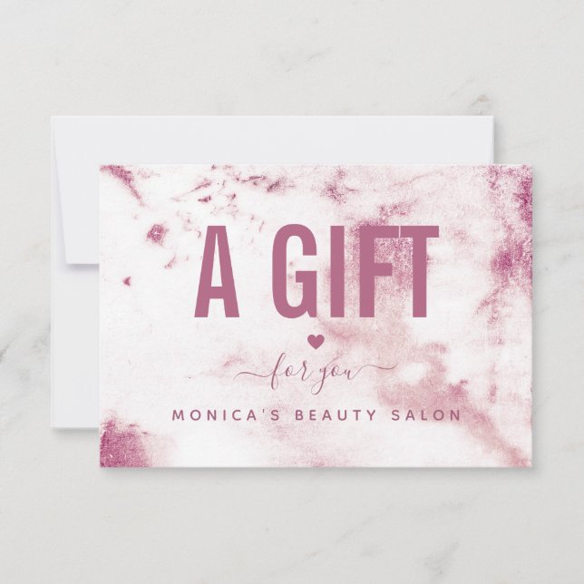 Chic Pink Marble Elegante Glam Beauty Salon Modern (Vorderseite)