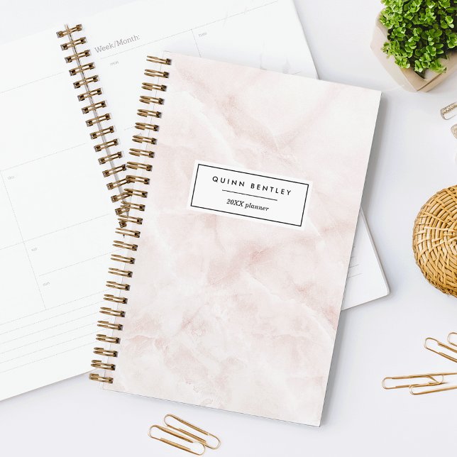 Chic Pink Marmor Personalisiert Planer (Von Creator hochgeladen)