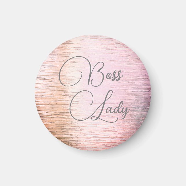 Chic Pink Mattiert Glass Boss Lady Magnet (Vorne)