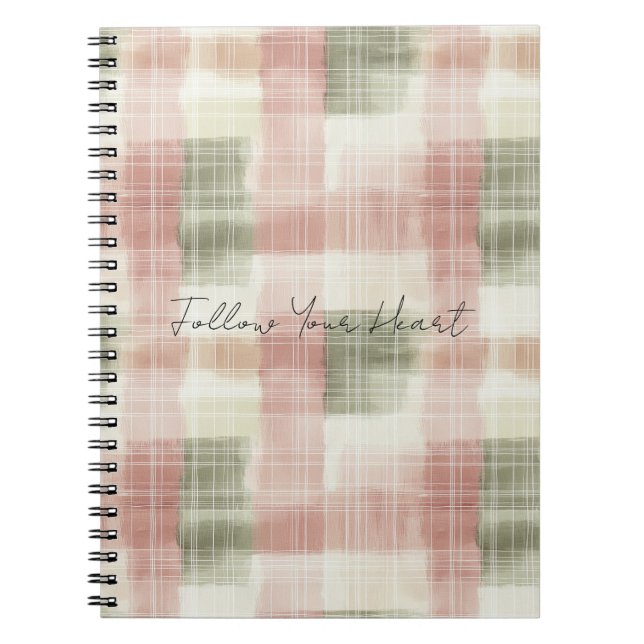 Chic Pink Mint Cream Plaid Stripes   Notizblock (Vorderseite)
