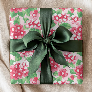 Chic Pink Modern Floral Girl Muster Geschenkpapier