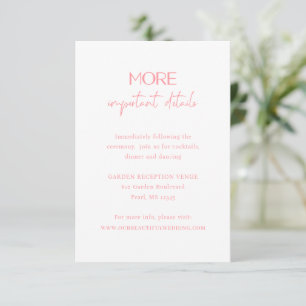 Chic Pink Moderne Hochzeit Begleitkarte