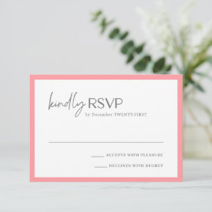 Chic Pink Moderne Hochzeit RSVP Karte