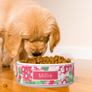 Chic Pink Modernes Blumenmuster Napf