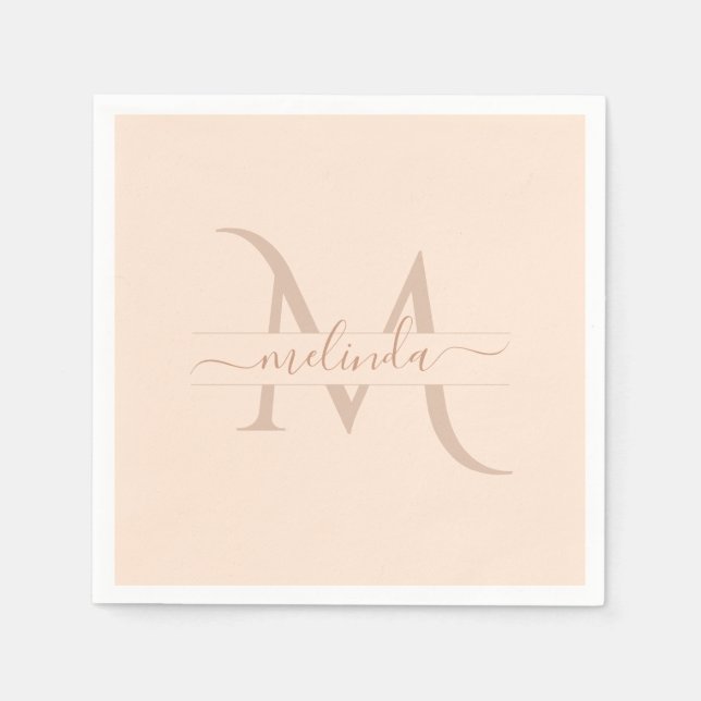 Chic Pink Monogram Script Name Feminine Serviette (Vorderseite)