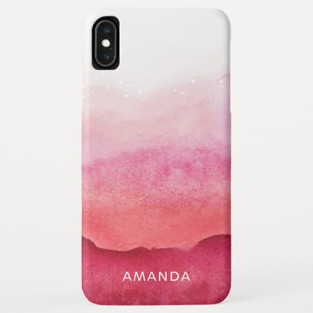 Chic Pink Ombre Aquarellbläschen Monogram Case-Mate iPhone Hülle (Rückseite)