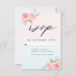 Chic Pink Ombre French Garden Floral Wedding RSVP Karte