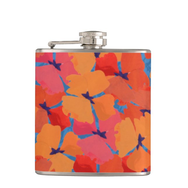 Chic Pink, Orange, Gelbe Paprika Hüftkolben Flachmann (Vorderseite)