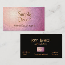Chic Pink Orange Interior Decorator Business Card
