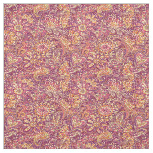 Chic Pink Orange Lila Floral Paisley Muster Stoff