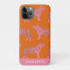 Chic Pink Orange Tiger Muster Personalisierter Nam Case-Mate iPhone Hülle (Rückseite)