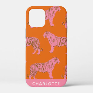 Chic Pink Orange Tiger Muster Personalisierter Nam Case-Mate iPhone Hülle
