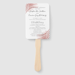 Chic Pink Palm Blätter Beach Wedding Program Fan Fächer