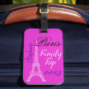 Chic Pink Paris Eiffelturm Familienausflug Gepäckanhänger