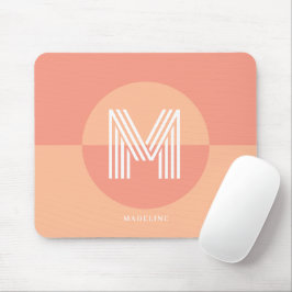 Chic Pink Peach Geometric Modern Monogram Mousepad