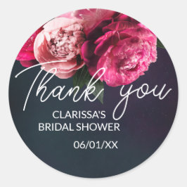 Chic Pink Peony Danke Brautparty Runder Aufkleber