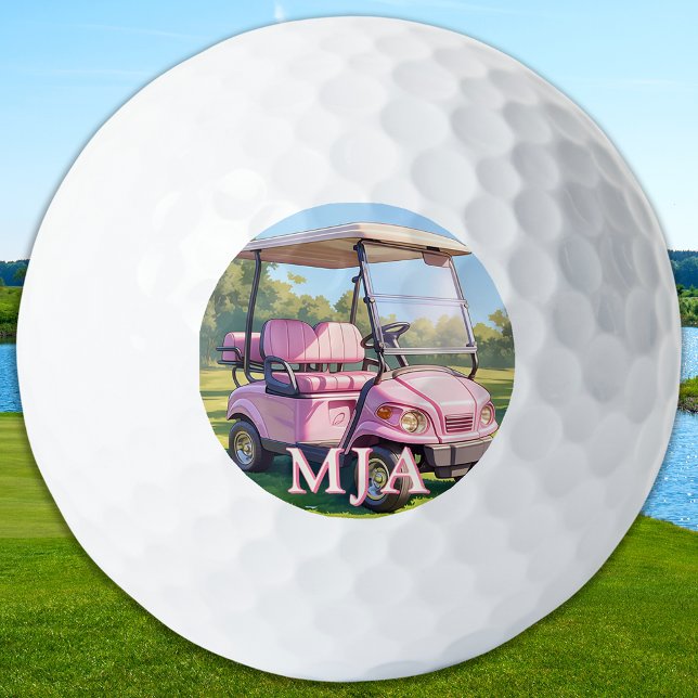 Chic Pink Personalized Golf Cart Custom Monogram  Golfball (Von Creator hochgeladen)