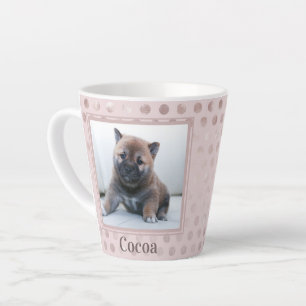 Chic Pink Polka Dot Pet Foto Milchtasse