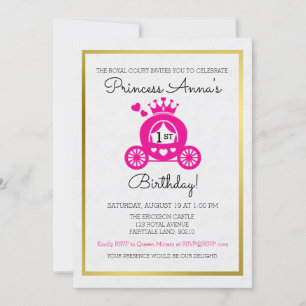 Chic Pink Princess Einladung zum ersten Geburtstag
