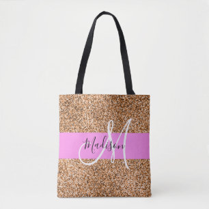 Chic Pink & Pumpkin Glitzer Glitzern Monogram Name