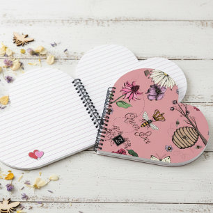 Chic Pink Queen Bee & Royal Crown Floral Notizbuch