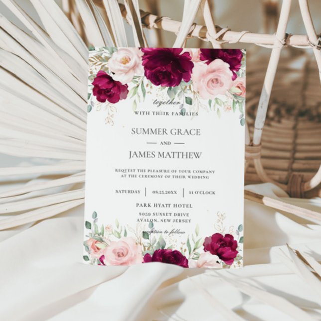 Chic Pink Raspberry Blush Pink Blumenzange Einladung (Von Creator hochgeladen)