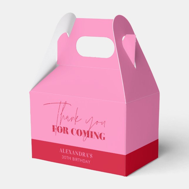 Chic Pink Red Birthday Vielen Dank für Ihre Unters Geschenkschachtel (Vorderseite)