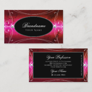 Chic Pink Red Black Verziert Sparkle Jewels Orname Visitenkarte