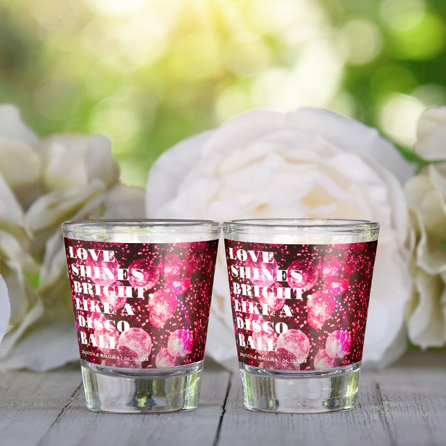 Chic Pink Retro Disco Balls Neue Hochzeit Schnapsglas (Von Creator hochgeladen)