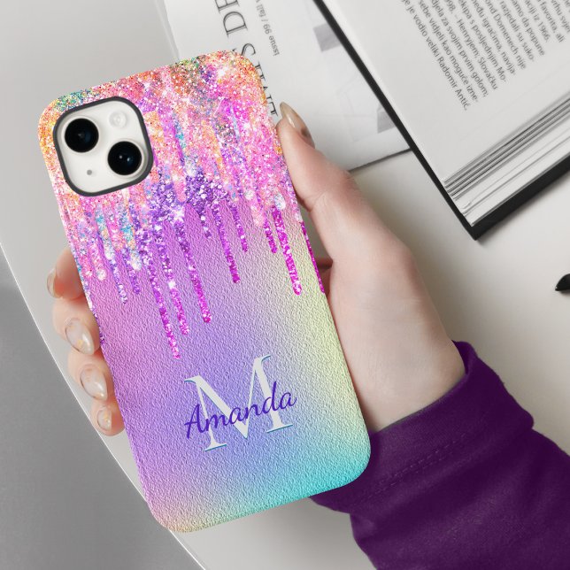 Chic pink rosa Rosa Einhorn Tropfröhre Glitzer Mon Case-Mate iPhone Hülle (Von Creator hochgeladen)