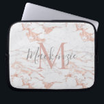 Chic Pink Rose Gold Foil Marmor Monogramm Laptopschutzhülle<br><div class="desc">Chic Blush Pink | Rose Gold Foil Monogram mit trendigem Rosa oder Rose Goldfolie Marmor und Ihrem individuelle Name und Monogramm.</div>