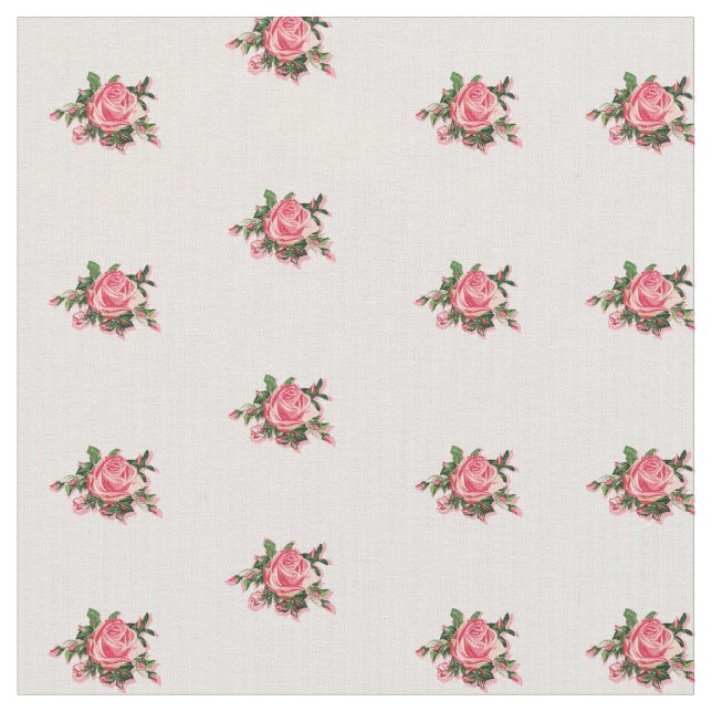 Chic Pink Roses and Stripes Fabric Stoff (Nahaufnahme)