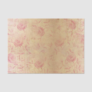 Chic Pink Roses Blumengoldschimmer Seidenpapier