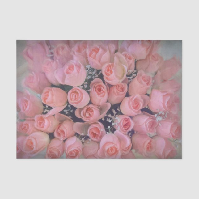 Chic Pink Roses Bouquet Land Vintag Seidenpapier (Vorderseite)