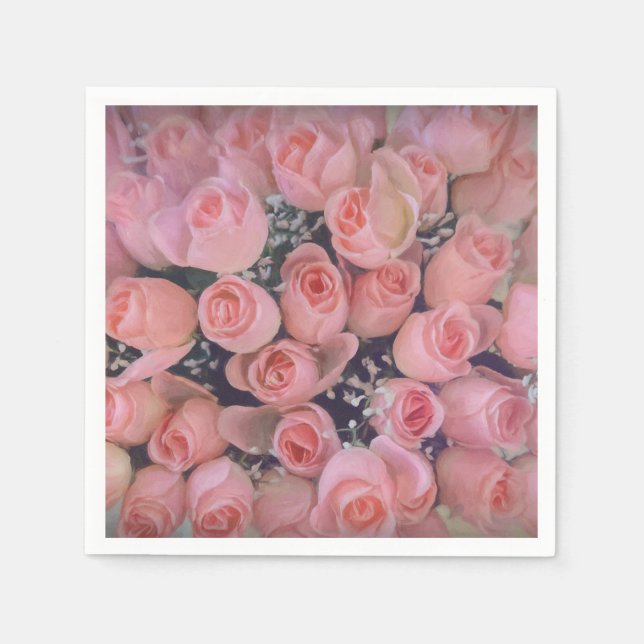 Chic Pink Roses Bouquet Land Vintag Serviette (Vorderseite)