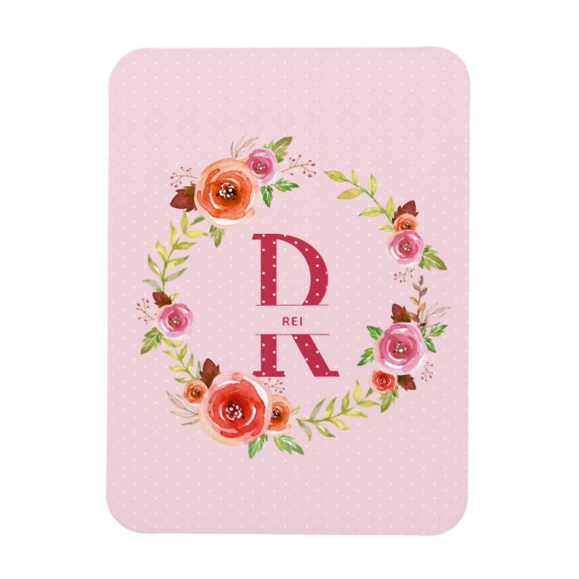 Chic Pink, Rot und Orange Wasserfarbe Blumenregen Magnet (Vertikal)