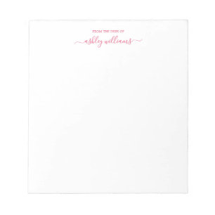 Chic Pink Script aus dem Schreibtisch mit eigenem Notizblock