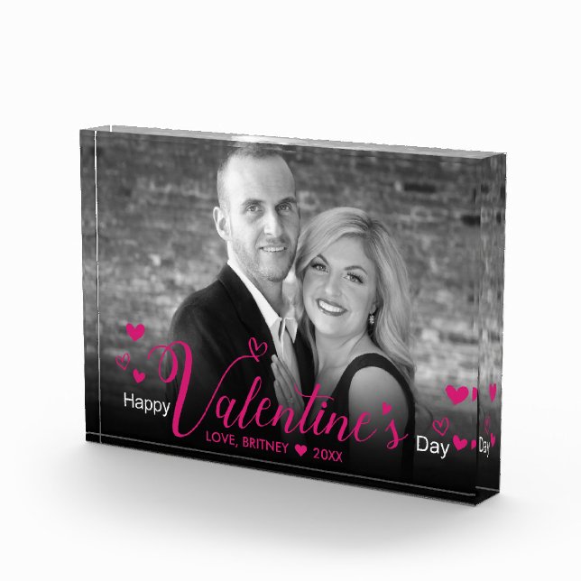 Chic Pink Script Herzlich Schwarz-weißes Foto Mode (Rechts)